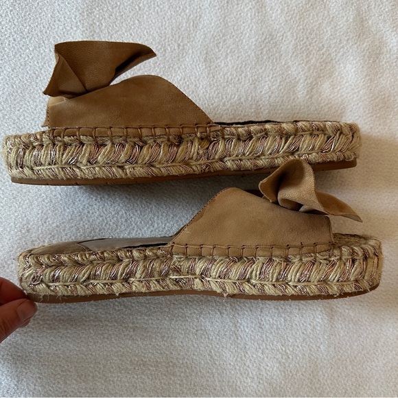 J/SLIDES Sandals Suede Espadrille Slide Tan Bow Size 8 - Picture 4 of 16